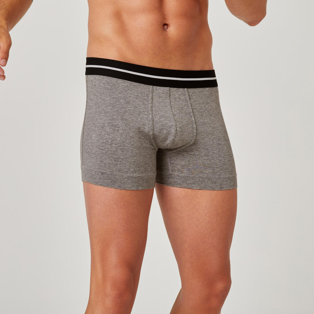 Boxer fitness droite coton majoritaire - 520 Gris